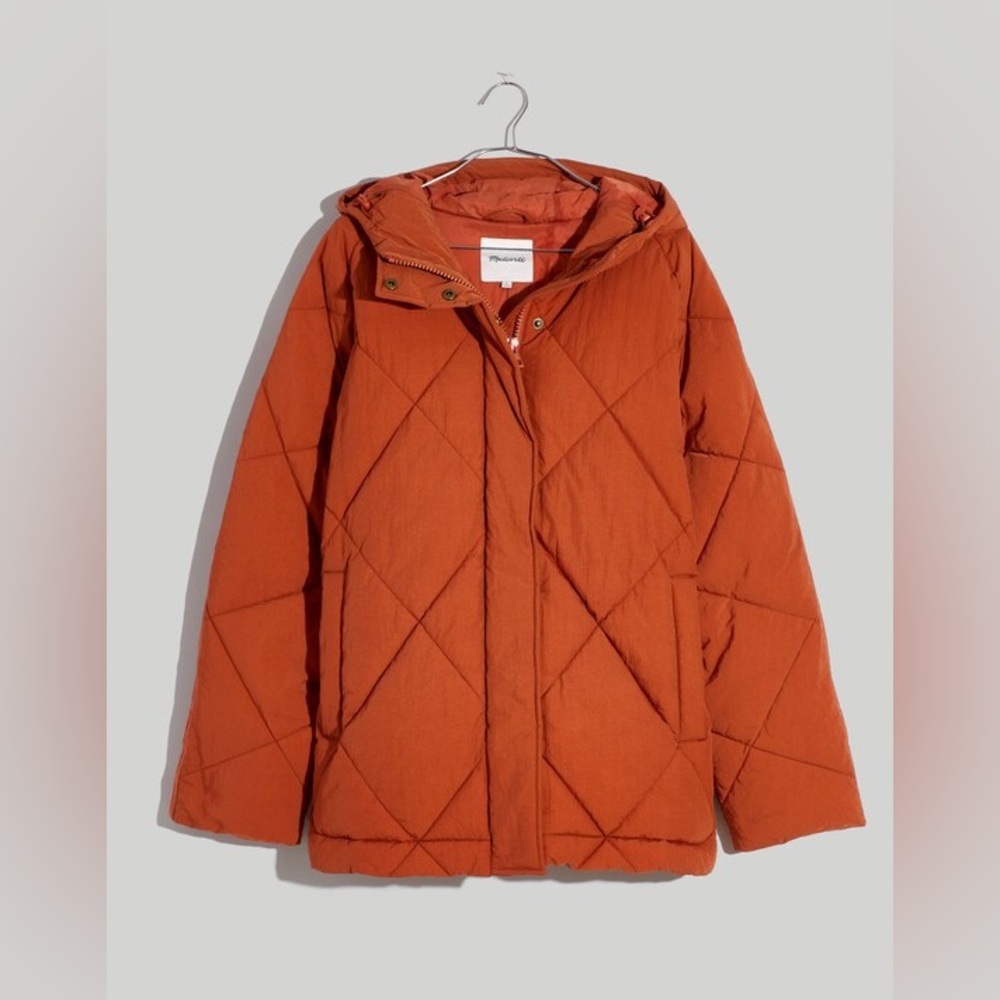 NWT Madewell Women's Holland Quilted Puffer Parka Orange Jacket - Plus 2X